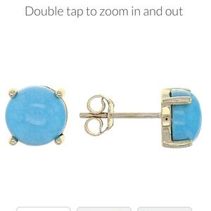NEW 10K Gold Blue Sleeping Beauty Turquoise SOLID Gold  Earrings 10kt 10k 10KT